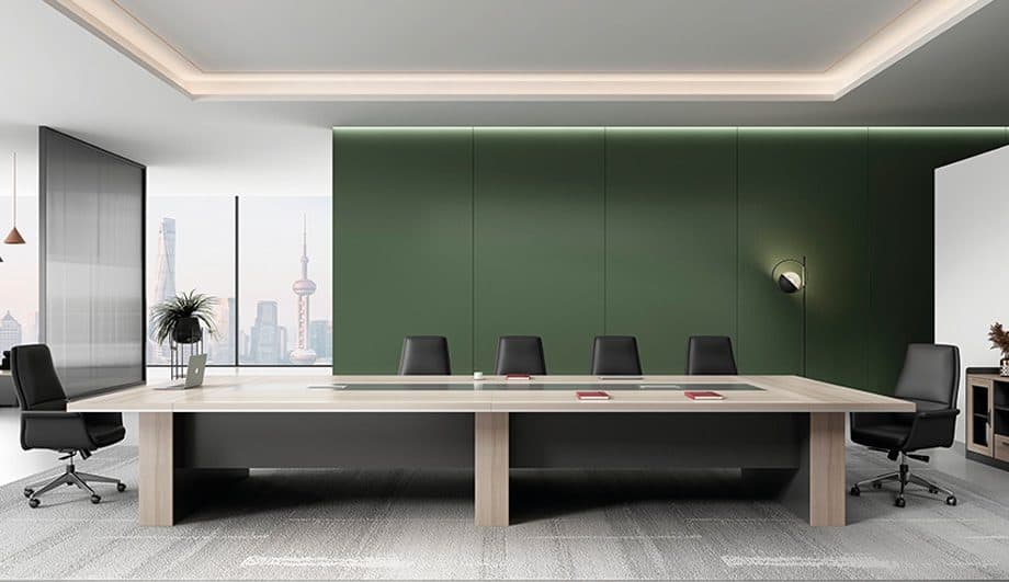 large size conference/meeting table in light dark green and gray