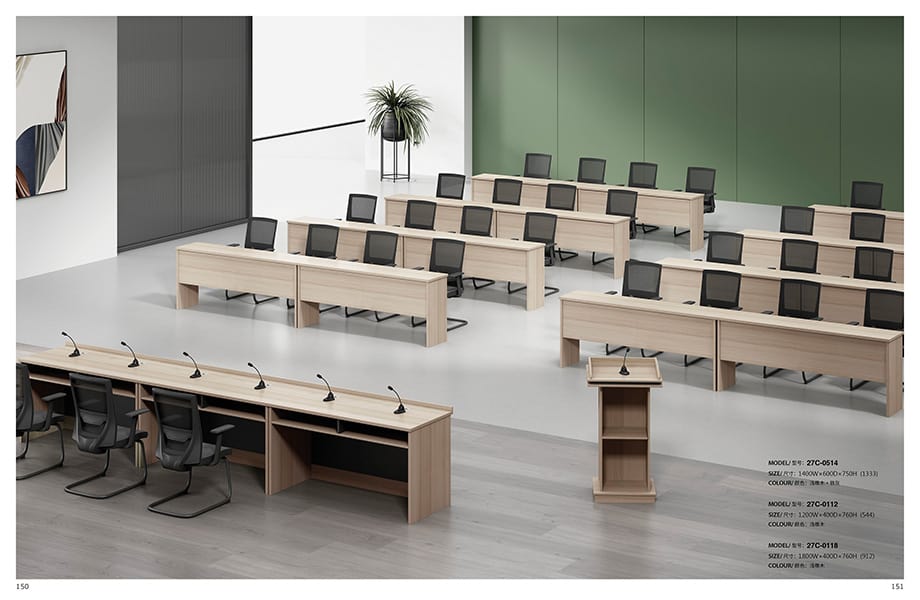 light oak wood training tables for company training