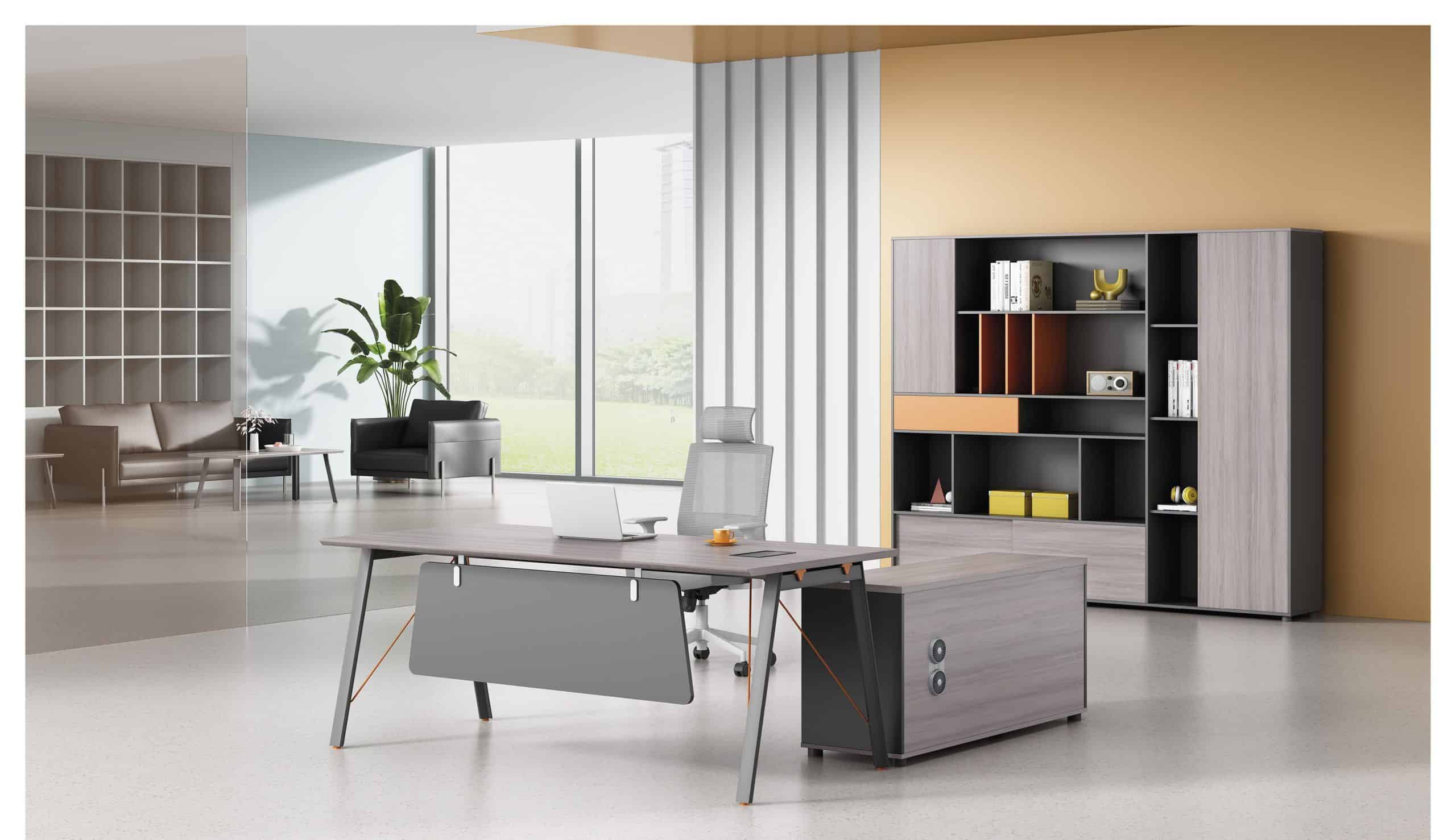 1600mm/1800mm long manager office desk, gray and hermes yellow,