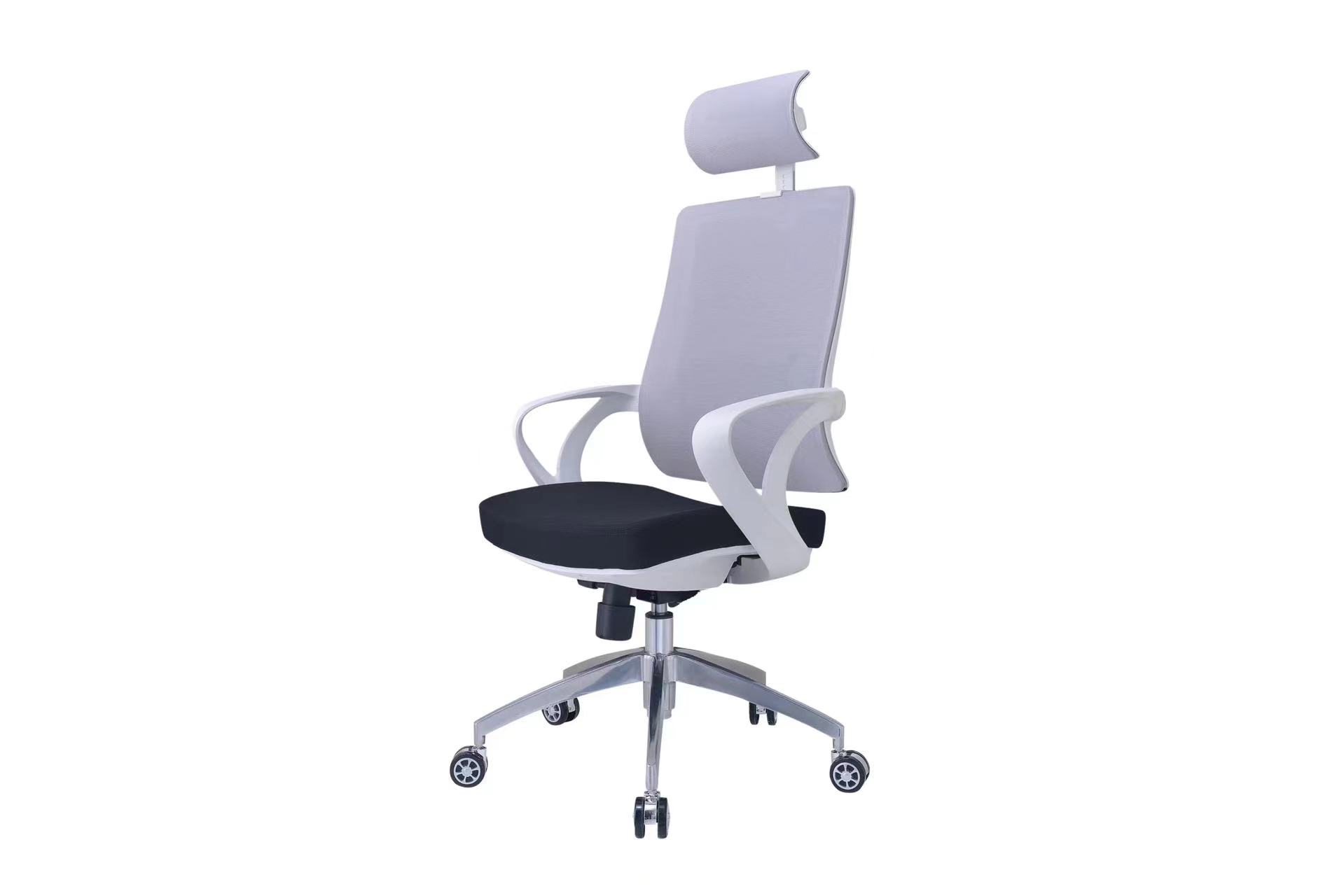 white frame ergonomic chairs with Rotating headrest